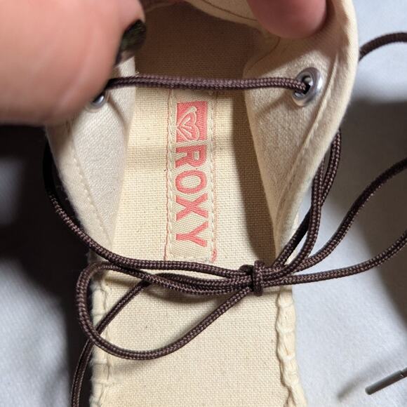 Vtg Y2K Roxy Ivory Canvas Beaded Shell Embellished Espadrille Sandals Sz 7 - Picture 4 of 6
